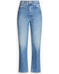 Mother - Study Hover Faded High-rise Straight-leg Jeans - Lyst