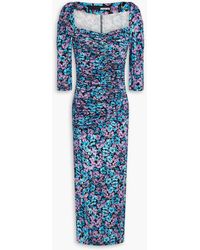 ROTATE BIRGER CHRISTENSEN - Slinky Ruched Floral-print Jersey Midi Dress - Lyst
