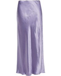Vince Crinkled Satin Midi Skirt - Purple
