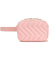 Sandro Convertible Quilted Leather Belt Bag Baby Pink