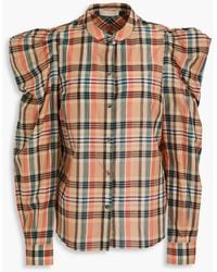 Ulla Johnson - Langley karierte bluse aus einer baumwoll-seidenmischung - Lyst