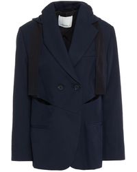 3.1 Phillip Lim Double-breasted Cutout Twill Hooded Blazer - Blue