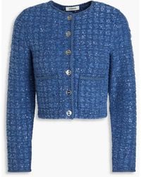 Sandro - Cropped Sequin-embellished Bouclé Jacket - Lyst