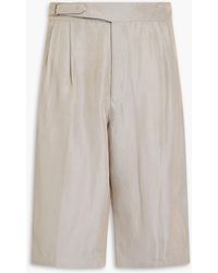Giorgio Armani - Pleated Linen-Blend Twill Shorts - Lyst