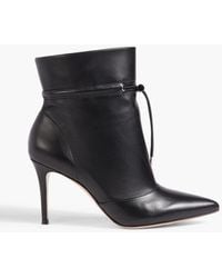 Gianvito Rossi - Avery Tie-detailed Leather Ankle Boots - Lyst
