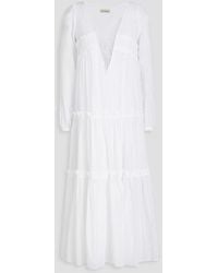 Nicholas - Kalani Shirred Cotton And Silk-blend Voile Midi Dress - Lyst