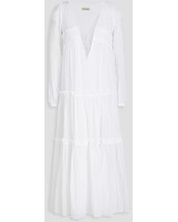 Nicholas - Shirred Cotton And Silk-blend Voile Midi Dress - Lyst