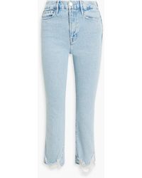 FRAME - Le Super High Cropped Distressed High-rise Bootcut Jeans - Lyst