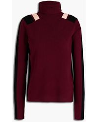 Victoria Beckham - Color-block Stretch-knit Turtleneck Sweater - Lyst