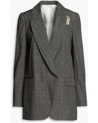 Brunello Cucinelli - Prince Of Wales Checked Wool Blazer - Lyst