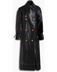 Rejina Pyo Naoko Double-breasted Faux Leather Trench Coat - Black