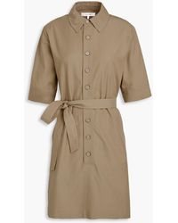 FRAME - Belted Tencel And Cotton-Blend Twill Mini Shirt Dress - Lyst