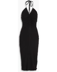 James Perse - Neckholder-midikleid aus jersey aus einer baumwollmischung mit raffungen - Lyst