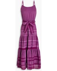Summery Copenhagen - Rose Belted Gathered Cotton-jacquard Midi Dress - Lyst