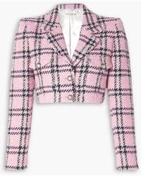 Alessandra Rich - Cropped Embellished Checked Wool-blend Tweed Blazer - Lyst