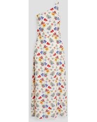 HVN - Elena One-shoulder Floral-print Crepe Maxi Dress - Lyst