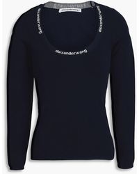 T By Alexander Wang - Monogram-trimmed Stretch-knit Top - Lyst