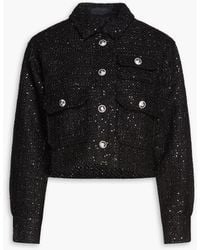 Maje - Cropped Sequin-embellished Tweed Shirt - Lyst