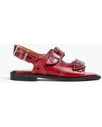 Ganni - Leather Slingback Sandals - Lyst