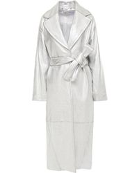 Zimmermann Sabotage Barrel Metallic Textured-leather Trench Coat Silver