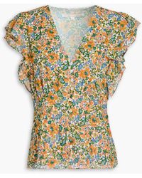 Veronica Beard - Polly floral-print silk-chiffon top - Lyst
