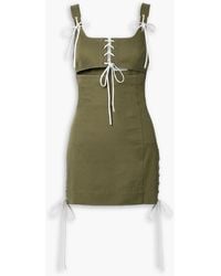 Monse - Cutout Lace-up Cotton-twill Mini Dress - Lyst