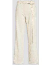 Tory Burch - Lace-up Belted Cotton-blend Drill Straight-leg Pants - Lyst