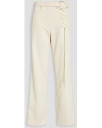 Tory Burch - Lace-up Belted Cotton-blend Drill Straight-leg Pants - Lyst