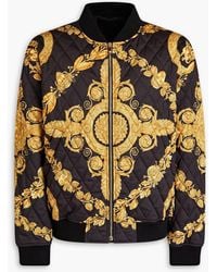 Versace - Quilted Printed Satin-twill Bomber Jacket - Lyst