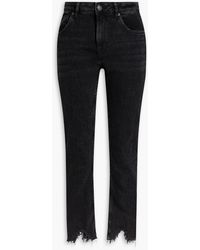 Maje - Cropped Frayed Mid-rise Straight-leg Jeans - Lyst