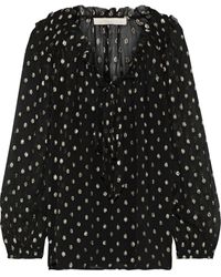 Vanessa Bruno Jelila Ruffle-trimmed Fil Coupé Gauze Blouse Black