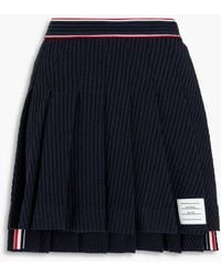 Thom Browne - Pleated Cotton-blend Bouclé-tweed Mini Skirt - Lyst