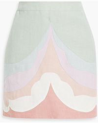 Valentino Garavani - Color-block Linen Mini Skirt - Lyst