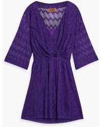 Missoni - Wrap-effect Crochet-knit Silk-blend Mini Dress - Lyst