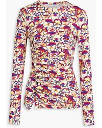 Rabanne - Oberteil aus stretch-jersey mit floralem print und druckknöpfen - Lyst