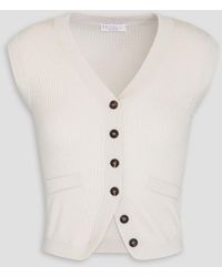 Brunello Cucinelli - Gerippte weste aus einer kaschmirmischung mit metallic-effekt - Lyst
