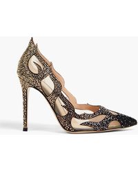Gianvito Rossi - Crystal-embellished Suede And Mesh Pumps - Lyst