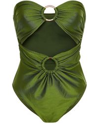 Zimmermann Cassia Double Ring Cutout Bandeau Swimsuit - Green