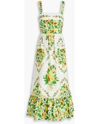 FARM Rio - Crochet-Trimmed Printed Linen-Blend Maxi Dress - Lyst