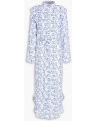 Melissa Odabash - Freedom Floral-print Mousseline Midi Shirt Dress - Lyst