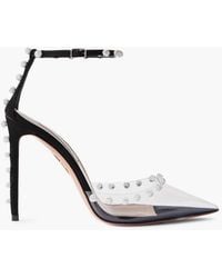 Aquazzura - Secrets 105 Crystal-embellished Pvc And Suede Pumps - Lyst