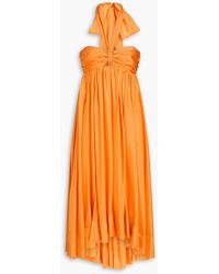 Zimmermann - Asymmetric Cutout Silk-Habotai Halterneck Dress - Lyst