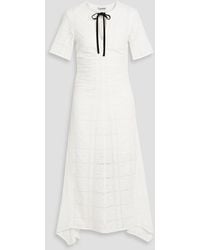Ganni - Broderie Anglaise Cotton Midi Dress - Lyst