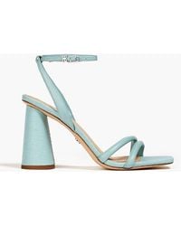 Sam Edelman - Kia Faux Raffia And Leather Sandals - Lyst