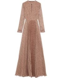 Mikael Aghal Cutout Pleated Leopard-print Georgette Maxi Dress - Pink