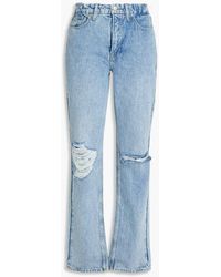 GOOD AMERICAN - Good 90's Icon Distressed High-rise Straight-leg Jeans - Lyst