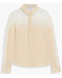 RED Valentino - Point D'esprit, Crochet And Silk Crepe De Chine Shirt - Lyst