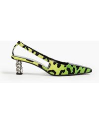 Tom Ford - Crystal-embellished Leopard-print Velvet Slingback Pumps - Lyst