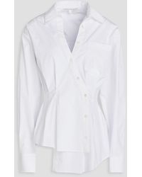 Veronica Beard - Rosamund Wrap-effect Pleated Cotton-blend Poplin Shirt - Lyst