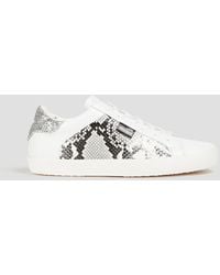 Love Moschino - Glittered Smooth And Snake-effect Leather Sneakers - Lyst